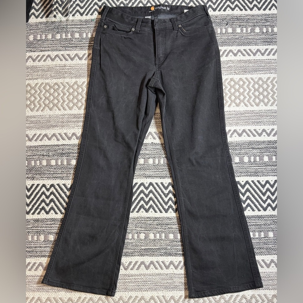 Carhartt Women’s Black Flare Jeans Original Fit Size 6 Short Stretch Denim